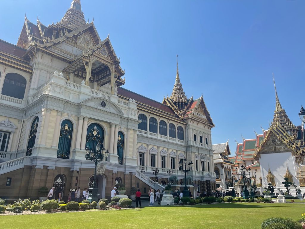The Grand Palace in Bangkok on a bright sunny day.
