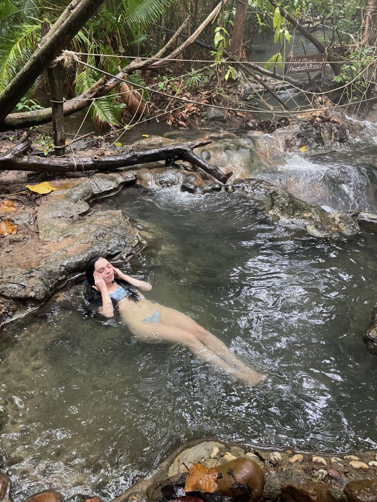 Taking a relaxing dip in the hot springs
