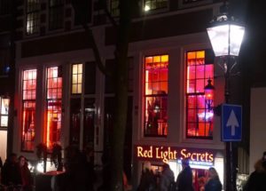 A makeshift Red Light District brothel window at the Prostitution Museum in the Red Light District