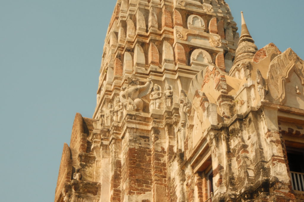 A close up of the prang at Wat Ractchaburana, a special temple in Ayutthaya.