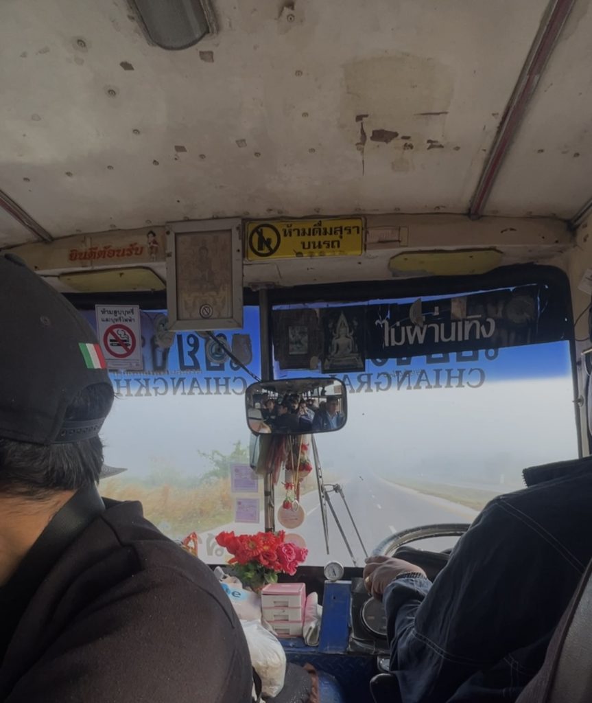 A glimpse inside of a local Thai bus.