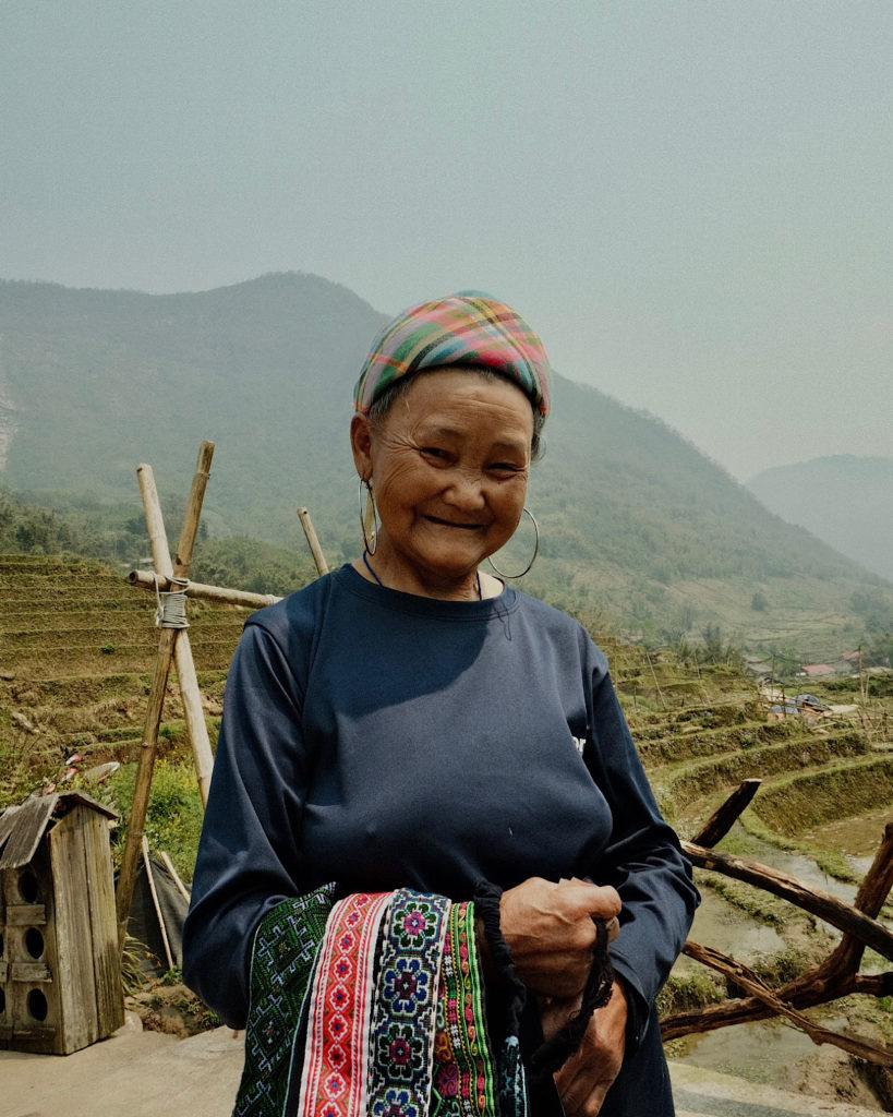 An elderly woman from an ethnic village in the mountains of Sapa.