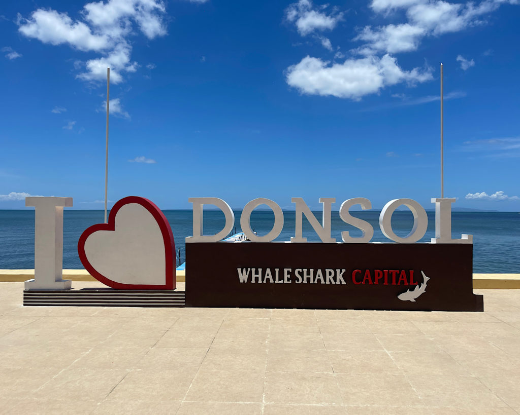 A sign highlighting Donsol as the whale shark capital of the world.