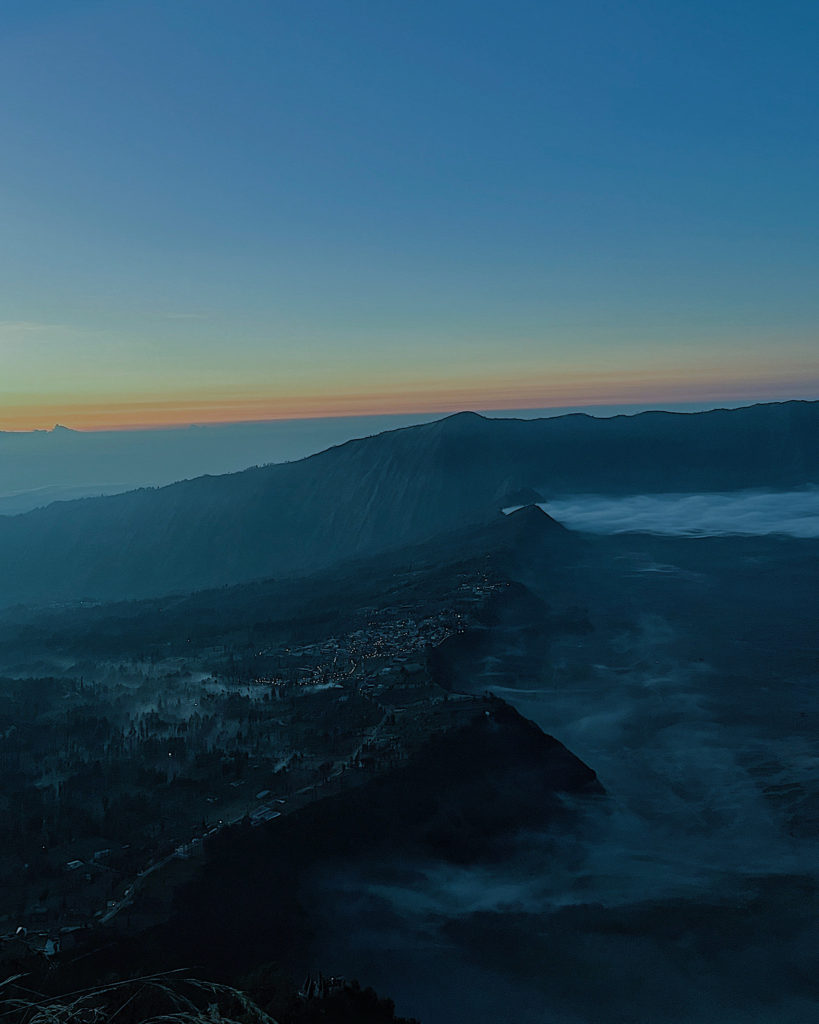 Scenic sunrise over Mount Bromo in Indonesia.