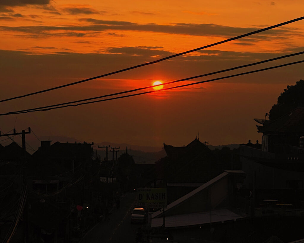 A beautiful sunset over the village of Munduk Bali